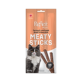Reflex Plus Meaty Sticks Hindi Etli ve Kuzu Etli Yetişkin Kedi Ödülü (3 x 5 g)