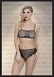 Kadın Siyah Fileli ve Dantel Detaylı Fantezi İç Çamaşır Takımı