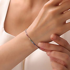 925 Ayar Gümüş Renkli Zirkon Taşlı Rodyumlu Ayarlanabilir Şık Suyolu Bileklik