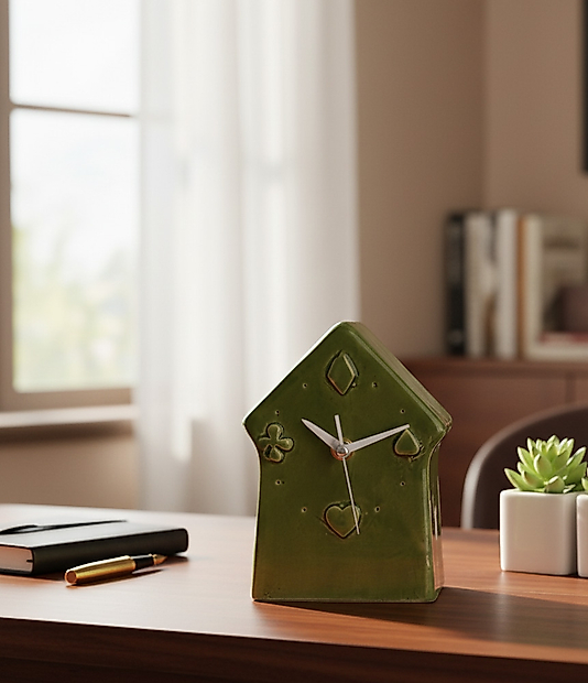Yeşil Renkli Ev Tipi Masa Saati MS042