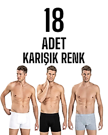 Gümüş Erkek Licra Boxer Şort Karışık 18 Li Paket