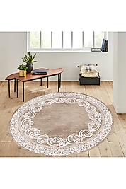 Rovigo Home Dijital Baskı Yıkanabilir Kaymaz Taban Yuvarlak Halı RVG7289-HK104 180x180 cm