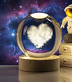 Usb'li Ahşap Altlıklı Kalp Tasarımlı Cam Küre