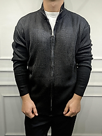 Tam Fermuarlı Basic Hırka - Siyah