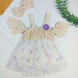 Menekşe Saç Bantlı Organic Elbise
