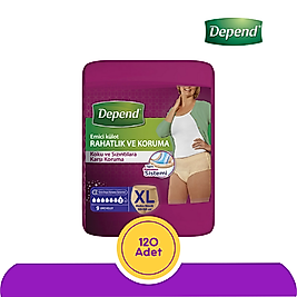 Depend Kadın Emici Külot Hasta Bezi Extra Büyük Boy (XL) 30'lu (120 Adet)