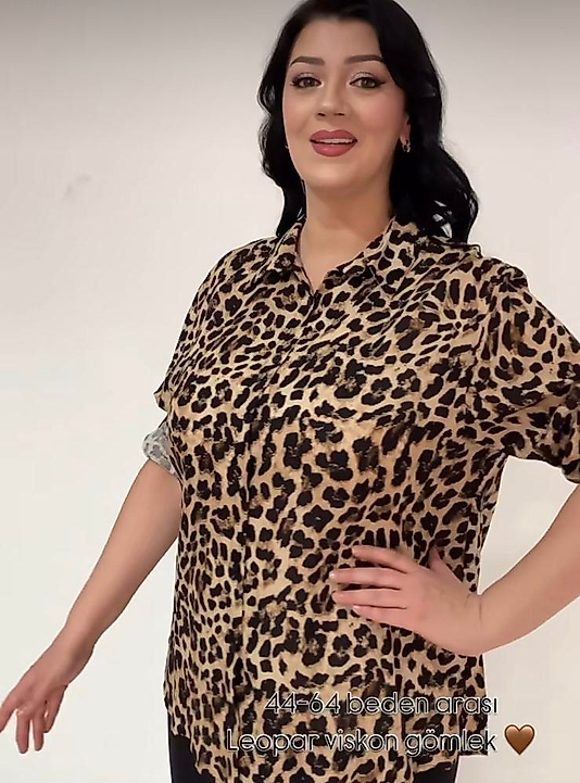 Büyük Beden Viskon Gömlek (44 -54 ) Leopar