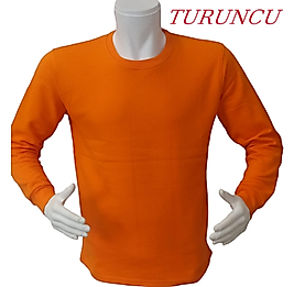 Sweat Kazak- Bisiklet Yaka-Turuncu Renk -2 iplik Şardonlu