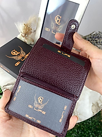 Emily Unisex Hakiki Deri  Kartlık Bordo Renk