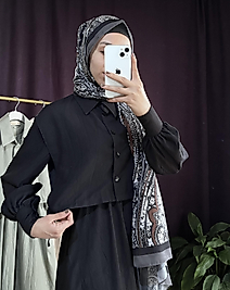 Siyah cepkenli beli lastikli elbise