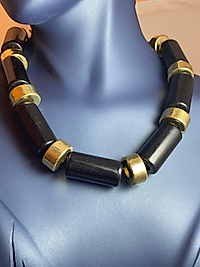 Gold Siyah Boru Model Kolye