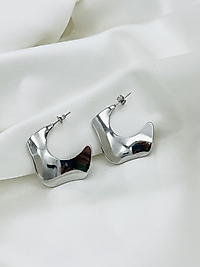 Silver Yassı Çelik Halka Küpe