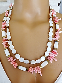 SEDEF VE PEMBE MERCAN KOLYE