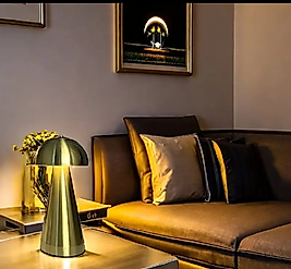 Dokunmatik 3 Renkli Mantar LED Lamba (Gold)