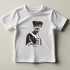 Atatürk Baskılı günlük ve Okul Grurupları için Ulusal model Normal Kalıp  Çocuk Tişört
