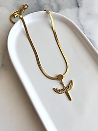 Çelik Gold Kanatlı Kılıç Kolye