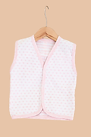 0-12 Ay Kız Bebek Pamuklu Çıtçıtlı Yelek (Pembe Desenli)