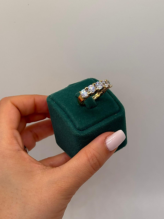 Aurora Beş Taş Altın Kaplama Yüzük