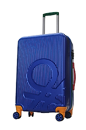 Benetton Orta ve Kabin Boy Valiz Seti Boy %100 Policarbon Kırılmaz Valiz Mavi 201x