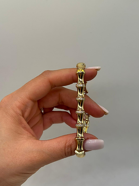 Xuping Bambu Formlu Taş Detaylı Bileklik