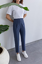 Zara Lüx Kalite Cebi Dikişli Ultra Yüksek Bel Pensli Kumaş Pantolon