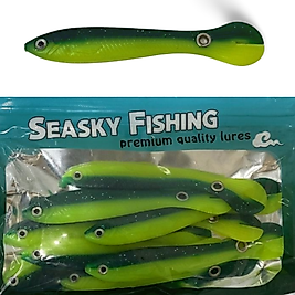 Katta Seasky Fishing Yaralık Balık Aksiyonlu Silikon Yem 10 cm 10 adet (Koyu Yeşil Açık Yeşil)