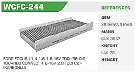 POLEN FİLTRESİ FORD FOCUS I 1.4-1.6-1.8 16V TDCI (98-04)  TOURNEO CONNECT 1.8-16V 2.8 TDCI 02>  (KARBONLU)