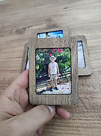 8 Adet 7x9.5 cm Kişiye Özel Resimli Ahşap Buzdolabı Magneti (Fotoğraf Dahil)