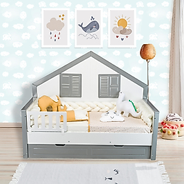 TUGU HOME&BABY ÖRGÜLÜ MONTESSORİ PAMUKLU 8 PARÇA 90x190 cm MONTESSORİ YATAK,TEK KİŞİLİK MONTESSORİ UYKU SETİ