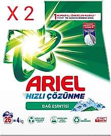 ARİEL 4KG X 2AD  AQUA PUDRA DAĞ ESENTİSİ BEYAZLAR İÇİN