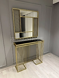 90 Cm Ayna + 90X30X100 Cm Dresuar Gold Takım (Raf Siyah Cam )  Zdesignhome (AÇIKLAMAYI OKUYUNUZ)