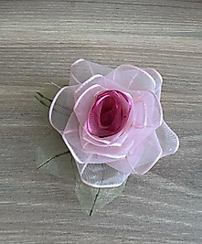 Organza Ribbon Pink Rose Brooch