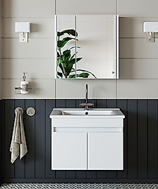 Lavabolu Banyo Dolabı Takımı | Aynalı Modern Banyo Seti