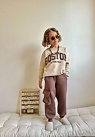 Boston Yazılı Sweatshirt & Kargo Cepli Jogger Alt Çocuk Kombin – 2’li Takım