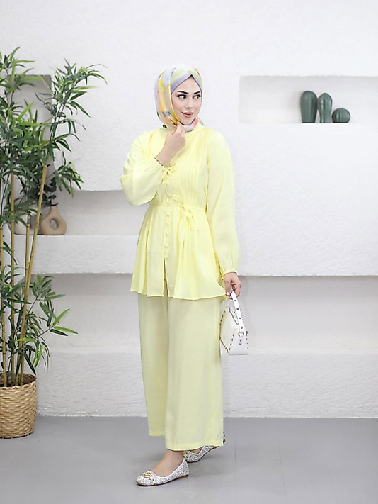 Poplin Sarı Renk Takim