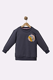 Kız Çocuk Smile Nakışlı 2-5 Yaş Sweat Füme