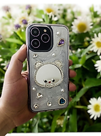 İPhone 15 Aynalı Taşlı Telefon Kılıfı -5