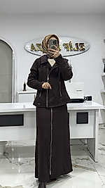 SÜET ETEK CEKET TAKIM KAHVE