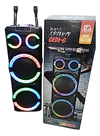 Gedi-g 12x2 Şarj Edilebilir Bas Hoparlör Ses Kulesi, Siyah