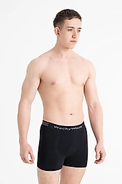 Wackywizzle Erkek Siyah Iç Giyim Lastikli Bel Rahat Modal Boxer