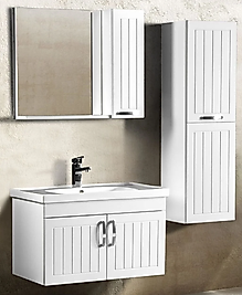 80 cm Beyaz Membran Kapaklı Banyo Dolabı