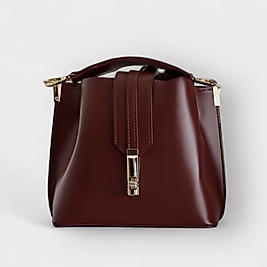 Luna Bordo Renk Tokalı Omuz Çantası