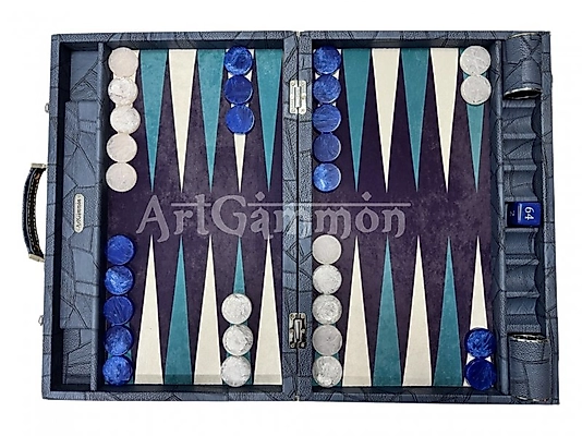 Patchwork Blue Backgammon Board