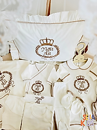 Asellakids 10'lu Yenidoğan Set - Bebeğinizin İsmi ve Çelenk Taç Nakışlı