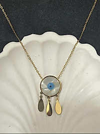 Nazarlı göz detay çelik kolye