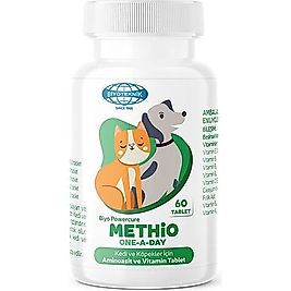 Biyo Biyoteknik Methio One A Day Kedi ve Köpek Vitamin 60 Tablet ( Kedi ve Köpekler için Protein )