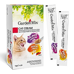 Garden Mix Somon Biotin ve Ördek Malt Ek Besin Kedi Ödül Kreması (24 x 15 Gr)