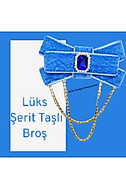 Hüma Broş Lüks Şerit Taşlı Kadife Broş Gotik Aksesuar Broş Yaka Broşu Yaka Kurdele Broş