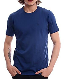 STAR Sıfır Yaka LACİVERT Pamuk Penye T-Shirt