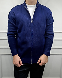 Tam Fermuarlı Basic Hırka - Lacivert